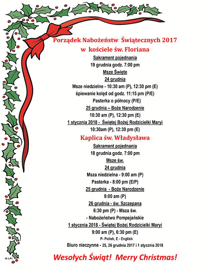 Porządek Nabożeństw Świątecznych 2017