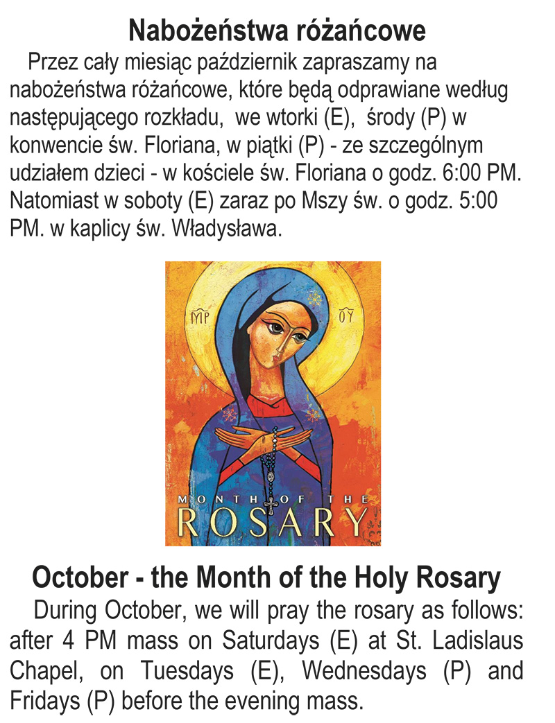 Nabożeństwa Różańcowe/October, The month of the Rosary